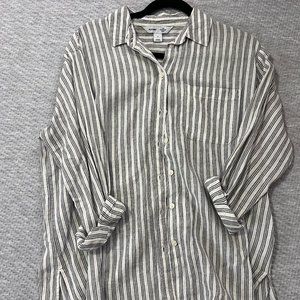 Old Navy Striped Boyfriend Button Town Small